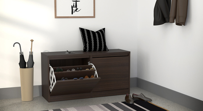 Portain Shoe Cabinet With Seating (Dark Walnut)